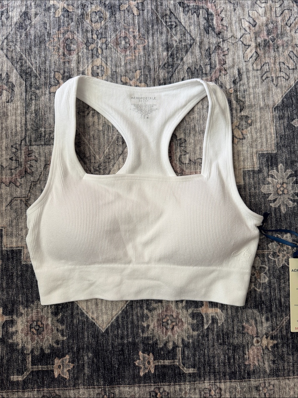 Aeropostale White Ribbed Racerback Sports Bra
